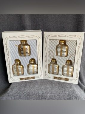 Vtg Dayton Hudson Co , Set of 6 - Silver & Gold Present Glass Ornaments 1996